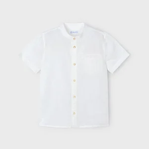 Camisa m/c cuello mao lino crema