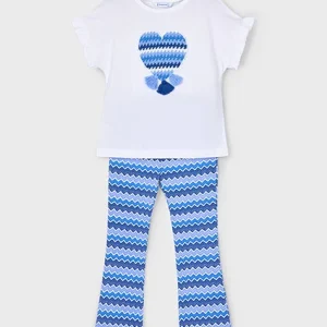 Conj. Leggings tobillero flare azul