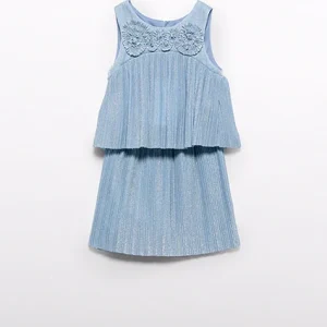 Conj. Falda punto plisado celeste