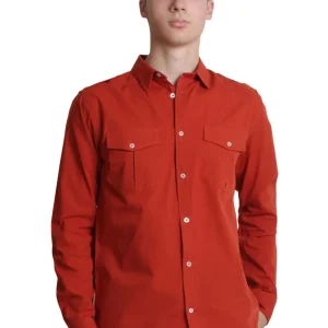 Camisa lisa manga larga con bolsillos 025019000014