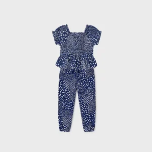 Conj. Blusa nido de abeja y pantalon tinta