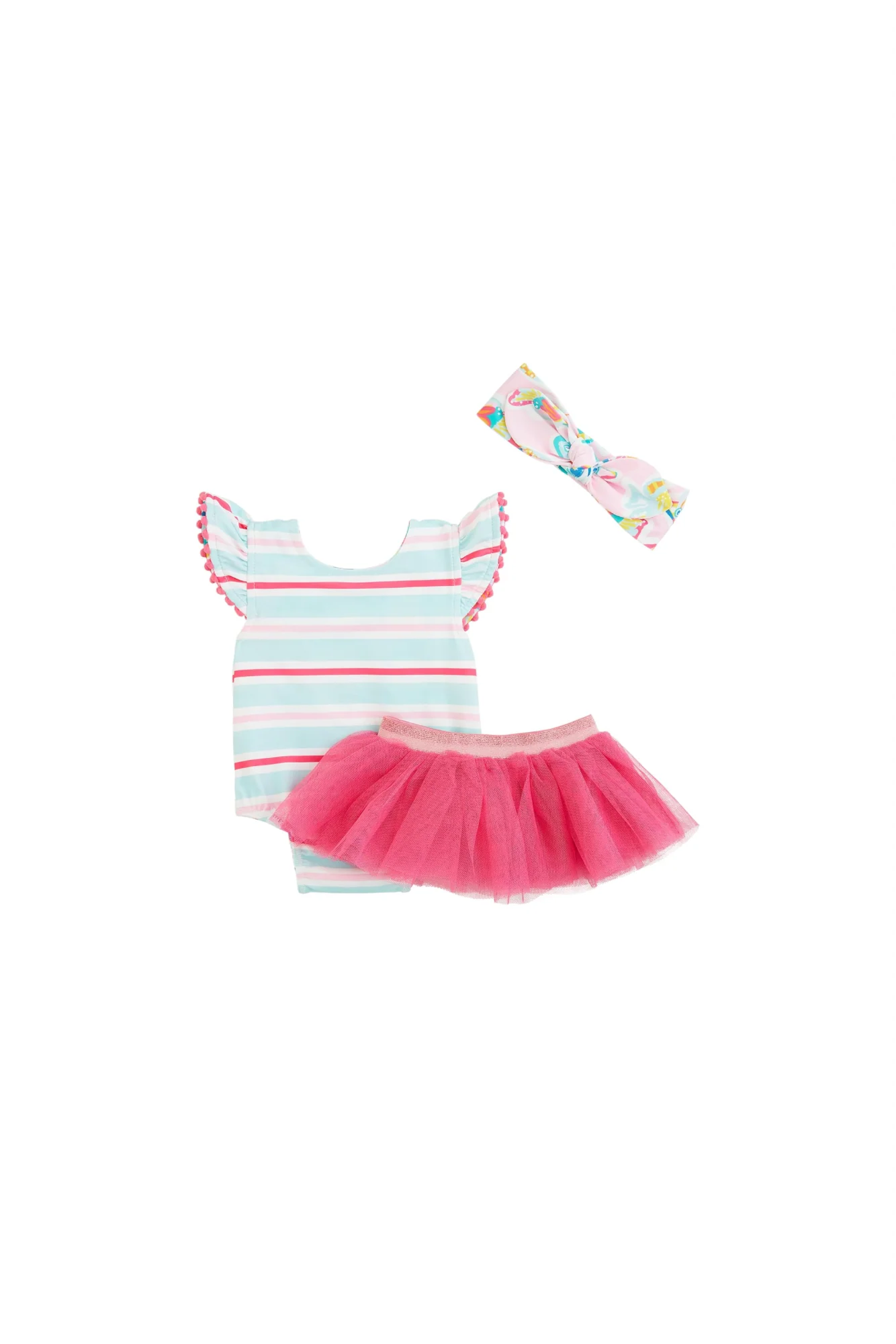 Pink Fish/Stripe Reversible Swimsuit & Tutu Set - Imagen 3