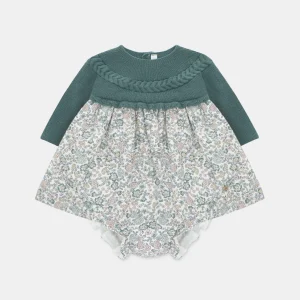 VESTIDO C/BRAGA PTO Y TELA "BRIGHTON"