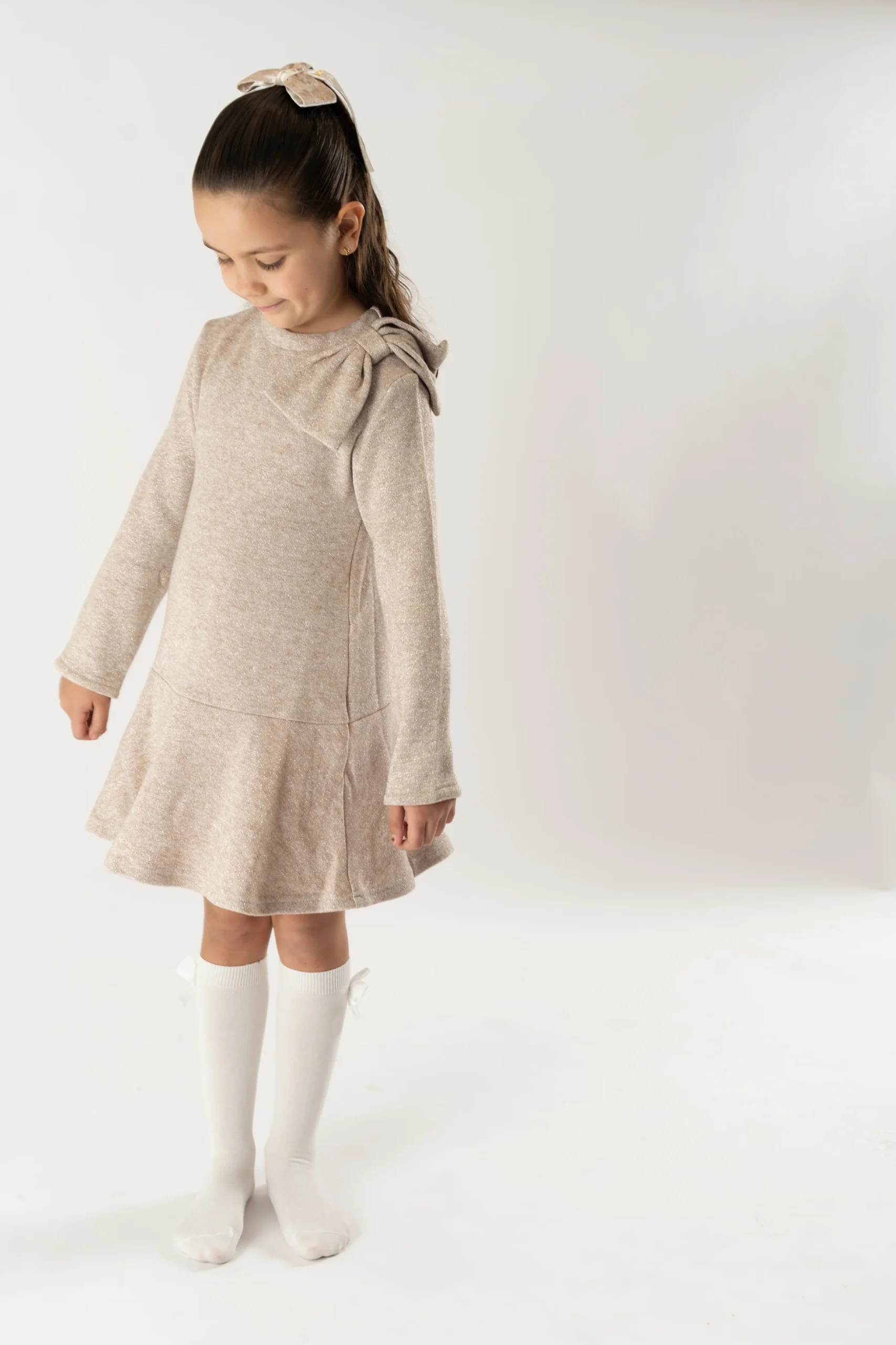 Vestido tricot lazo toffee - Imagen 7