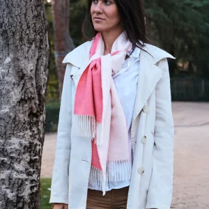 BUFANDA DOBLE CARA WHITE & CORAL