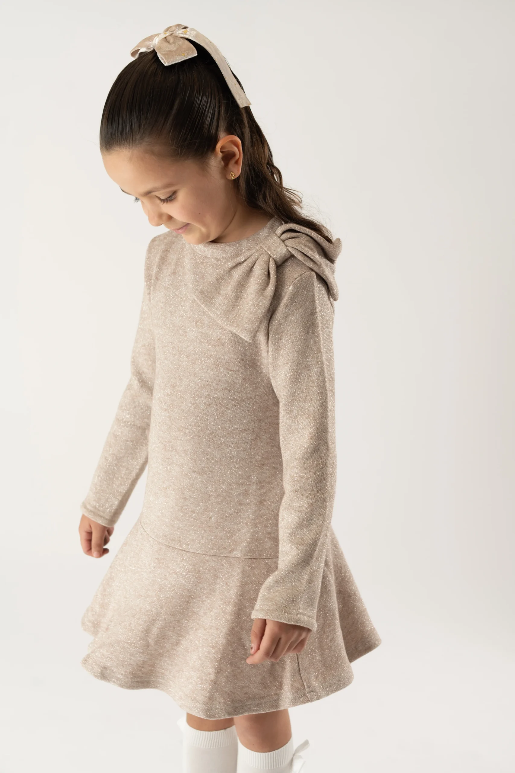 Vestido tricot lazo toffee - Imagen 8