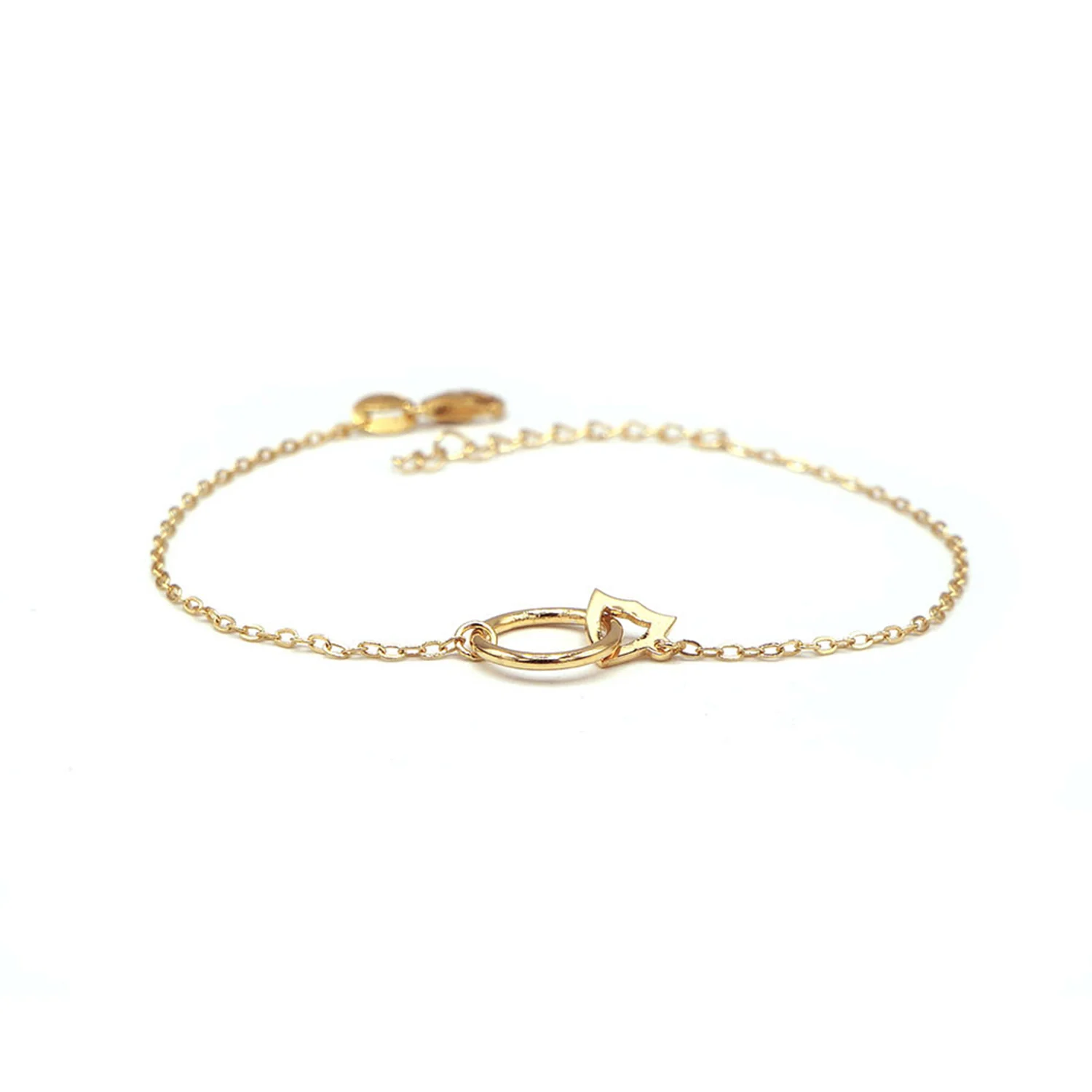 Pulsera plata chapada oro con aro y silueta escudo