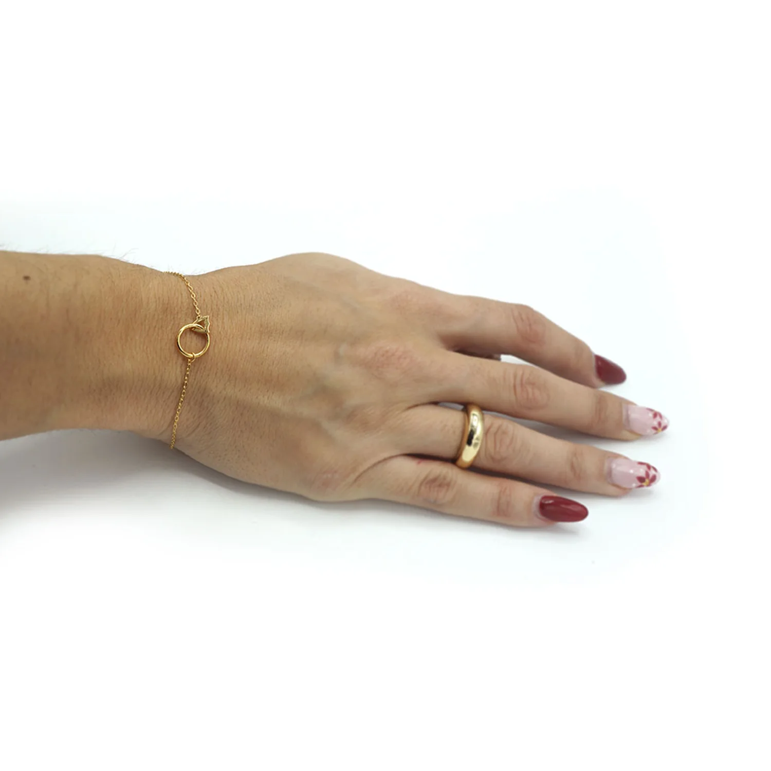 Pulsera plata chapada oro con aro y silueta escudo - Imagen 3