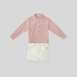 CONJ. CAMISA RAYAS "MANDARINA" C/ SHORT