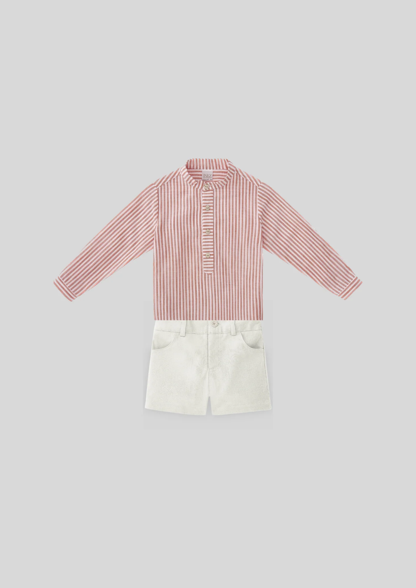 CONJ. CAMISA RAYAS "MANDARINA" C/ SHORT