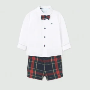 Conj. Bermuda cuadro escoces marino