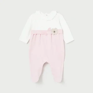 Mameluco c/ cuello flores rosa baby