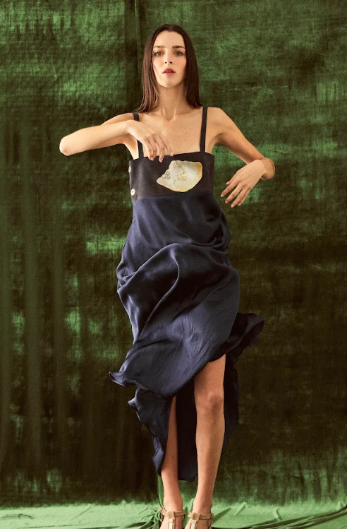 VESTIDO FAJON DE NACAR | AZUL - Imagen 3