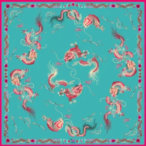 PAÑUELO DRAGONES AGUAMARINA