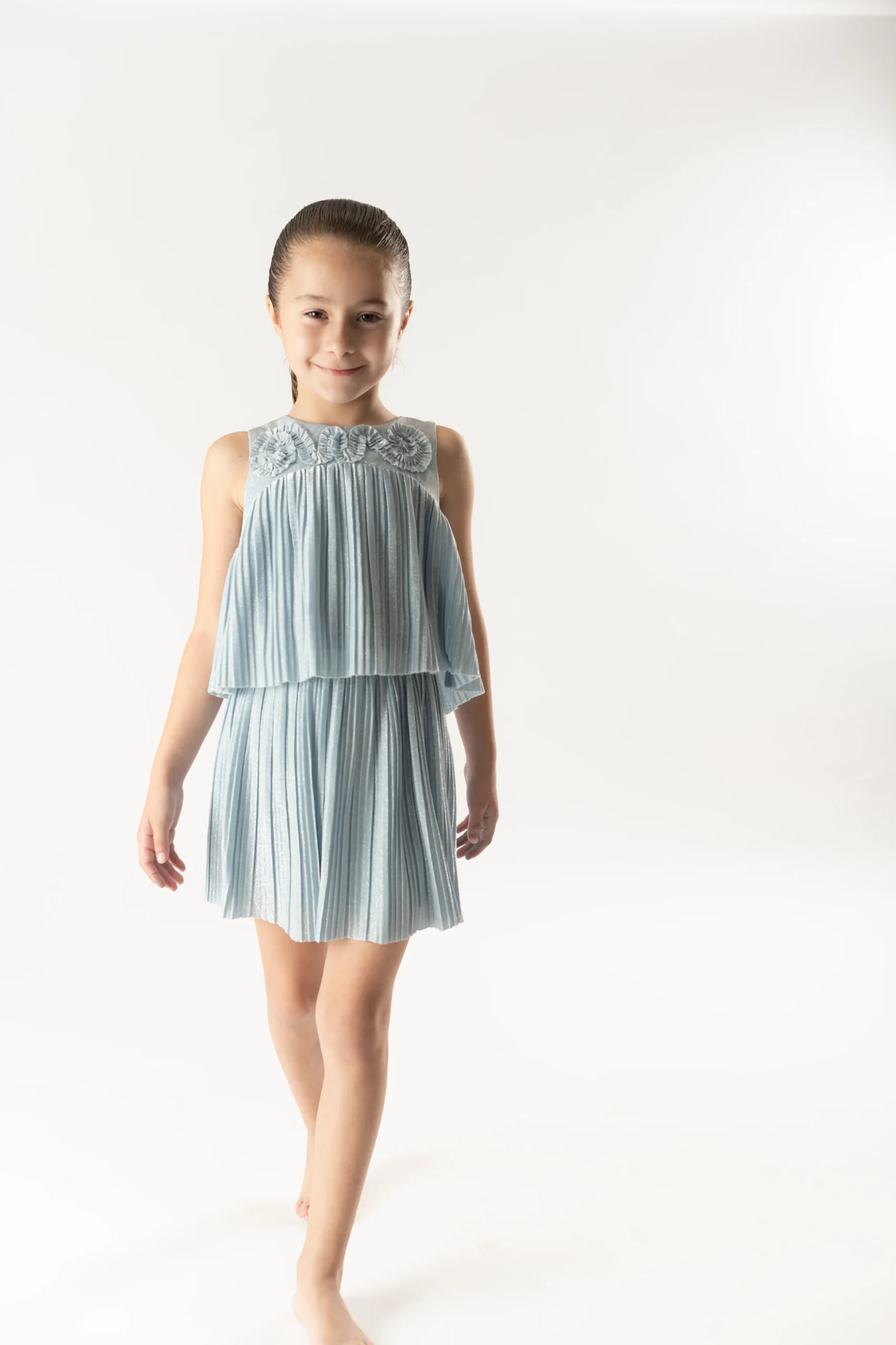 Conj. Falda punto plisado celeste - Imagen 4