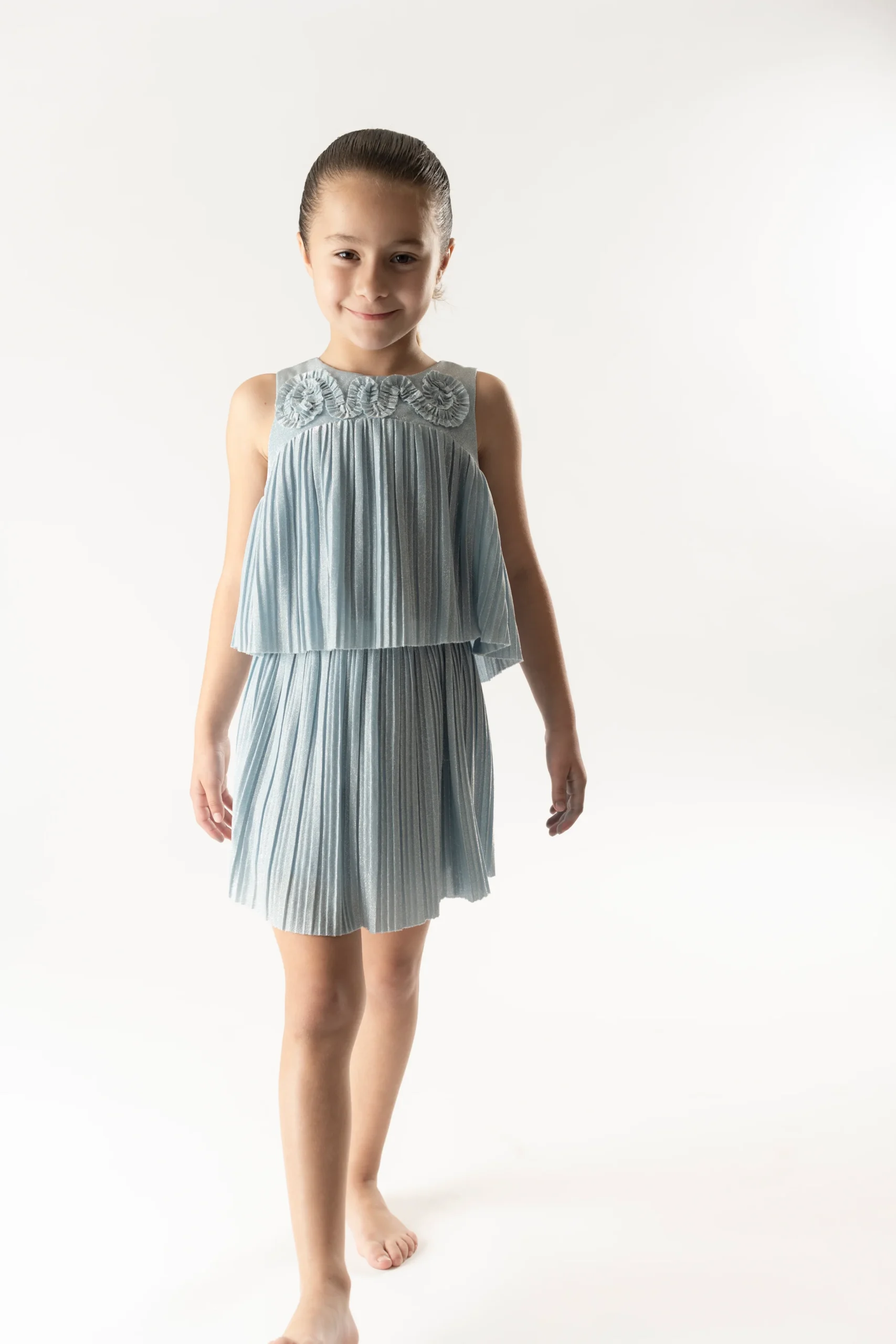 Conj. Falda punto plisado celeste - Imagen 5