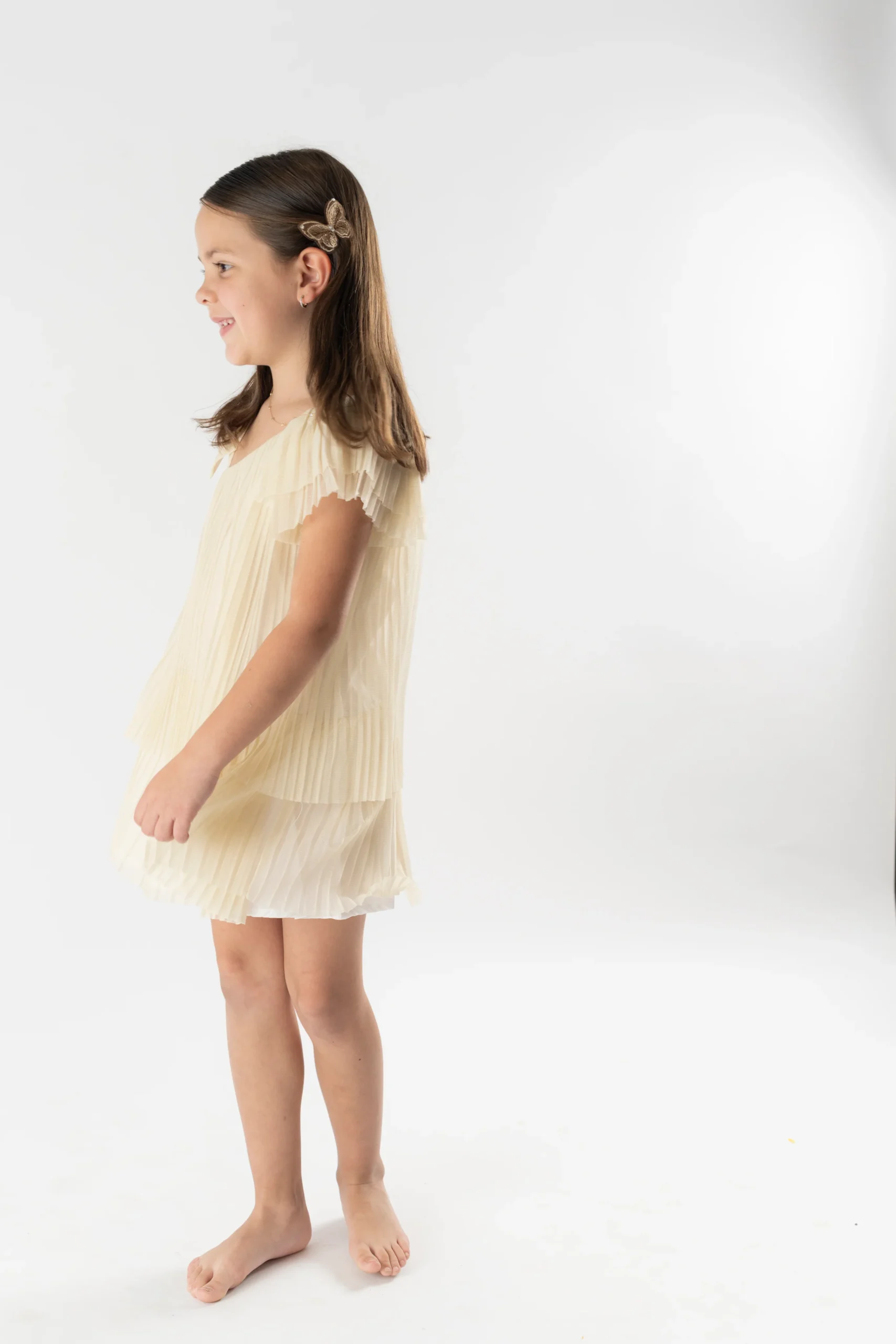 Vestido plisado punto champagne - Imagen 7