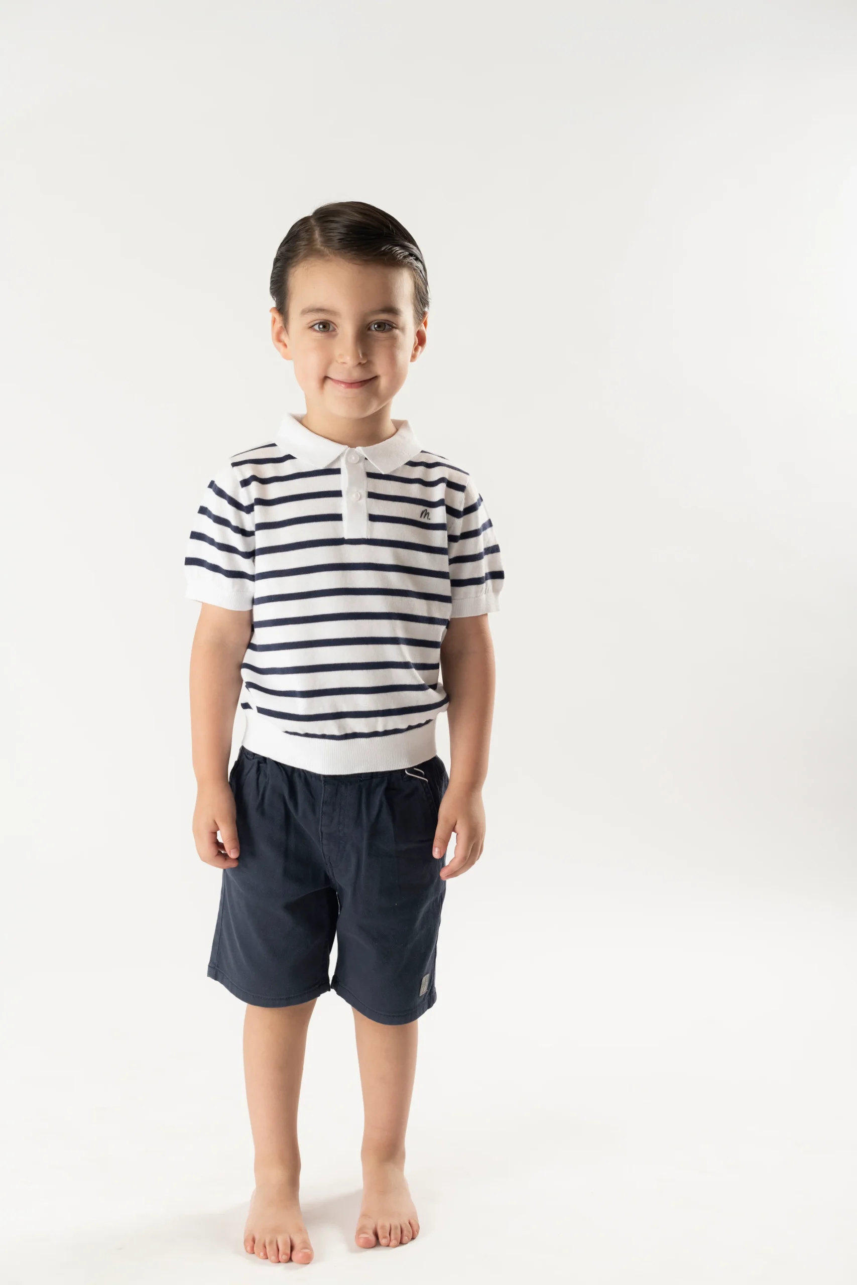 Polo m/c tricot bco-marino - Imagen 5