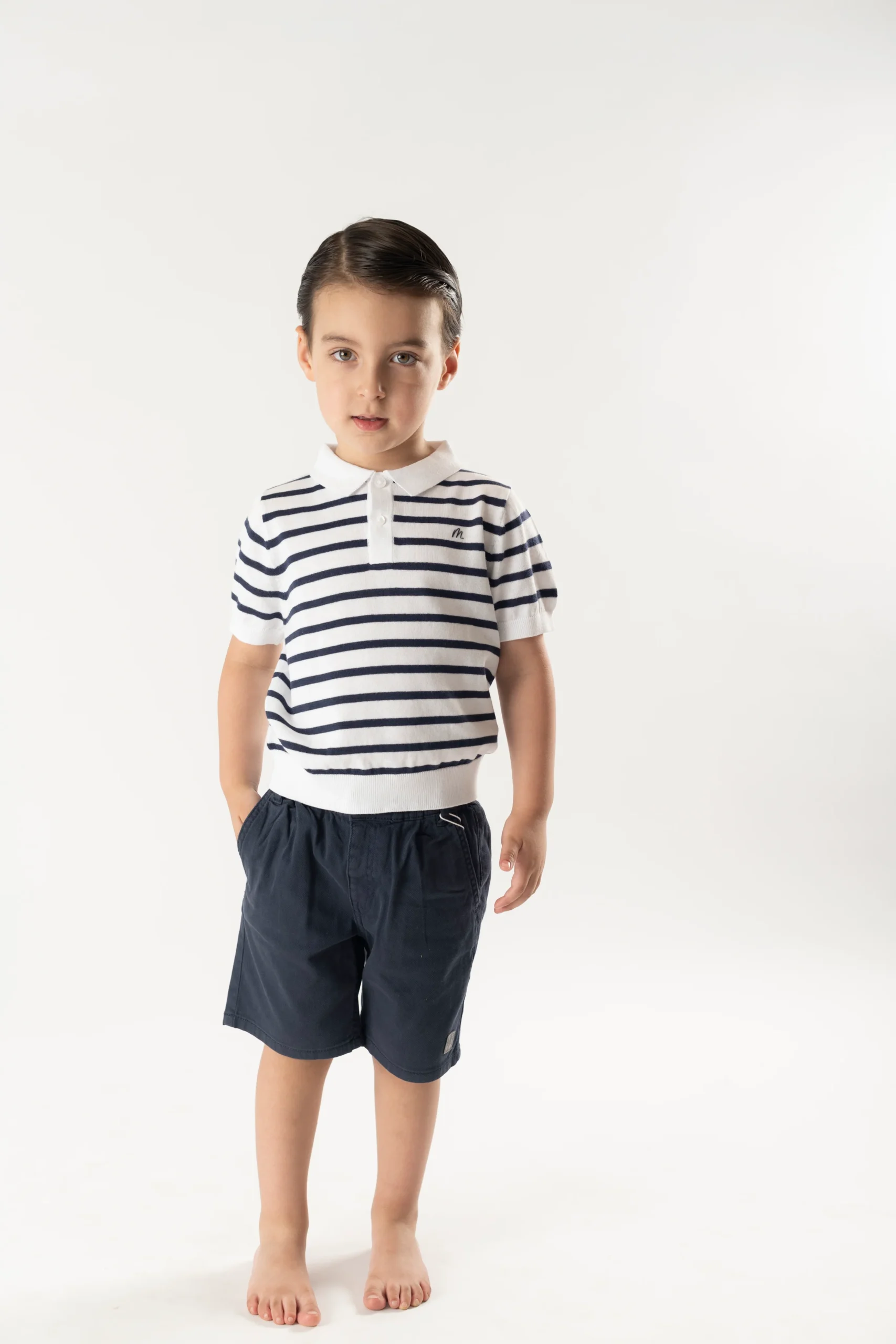 Polo m/c tricot bco-marino - Imagen 7