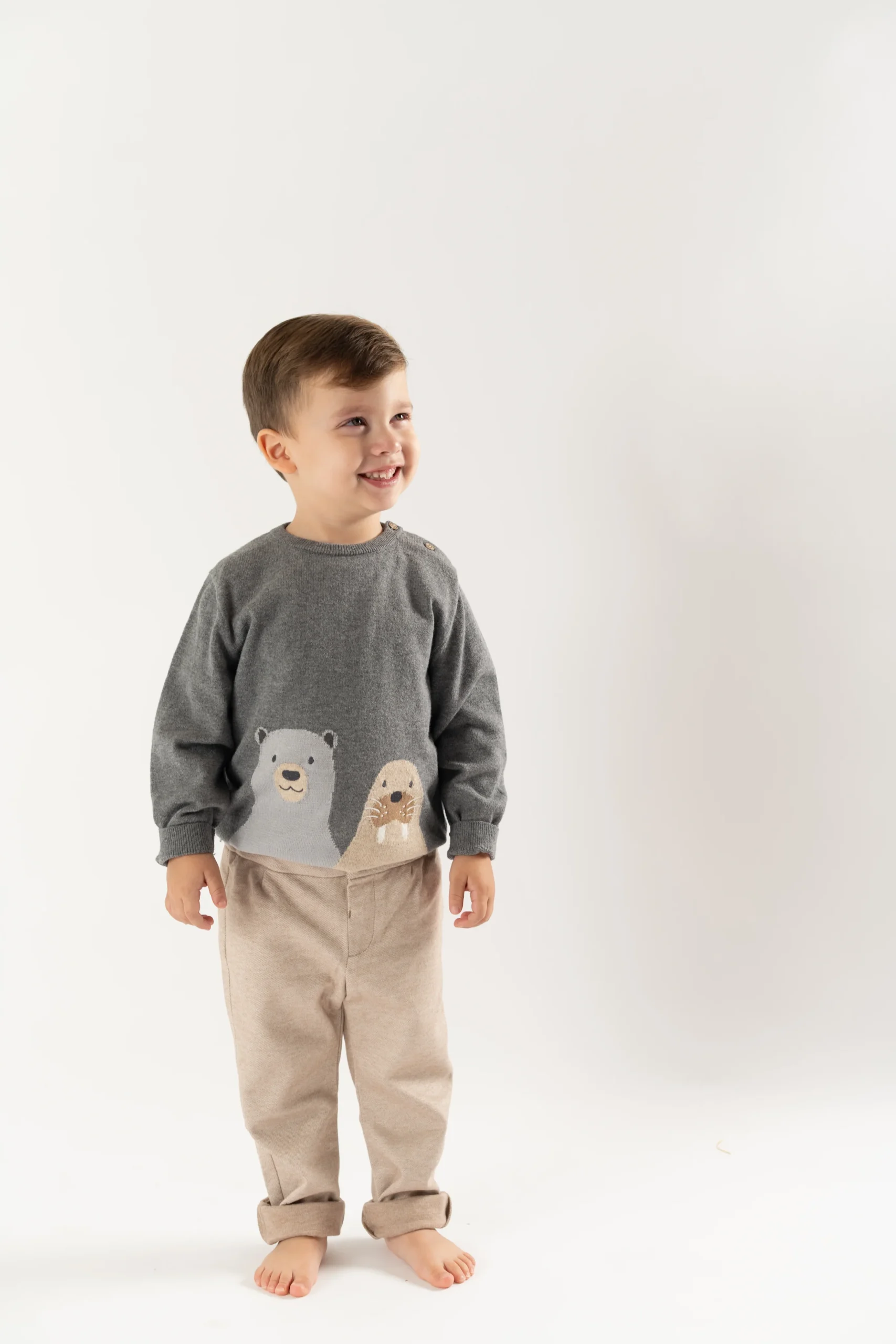 Conj. Pantalon y sueter animales beige - Imagen 4