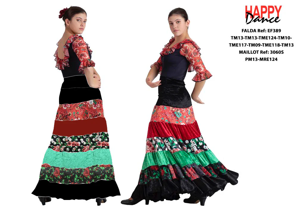 FALDA FLAMENCO CANASTERA EF389 PERSONALIZADA Happy Dance