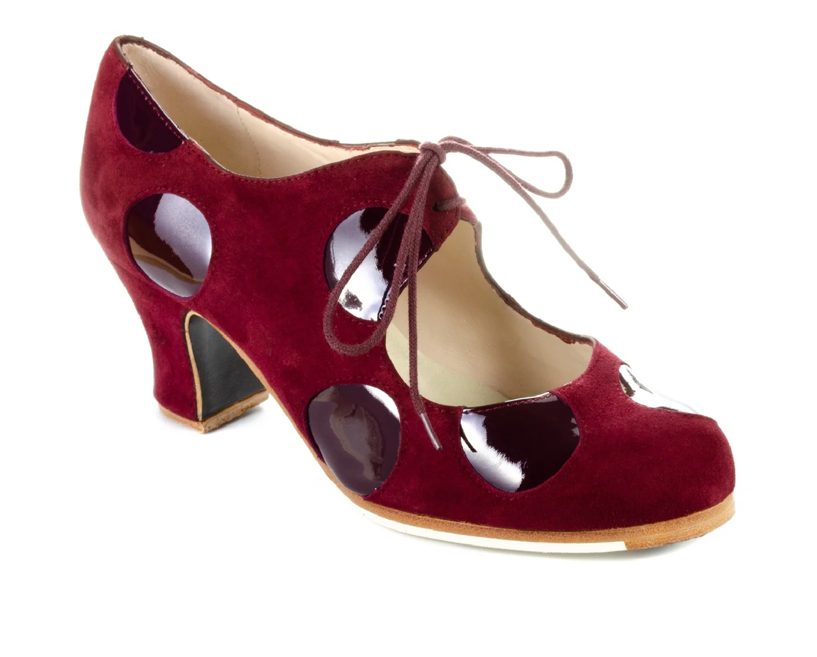 Zapato de flamenco M77 LUNARES CORDONES de Begoña Cervera - Imagen 3