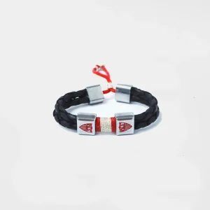 Pulsera trenza dos escudos negra