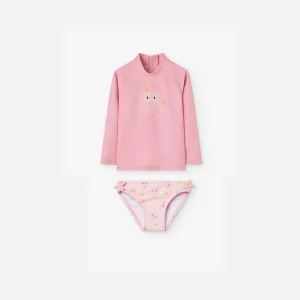 PINK SWIMSUIT W/LYCRA TSHIRT