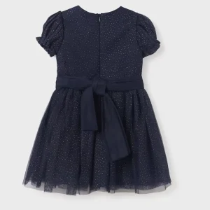 Vestido tul glitter c/moño