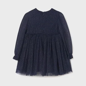 Vestido tul glitter marino