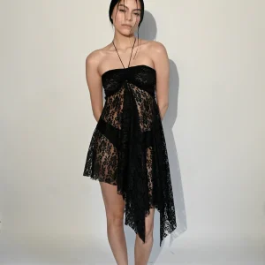 VESTIDO FALDA VENT ENCAJE | NEGRO