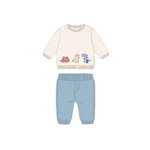 Conj. 2 piezas dinosaurios azul fuerte