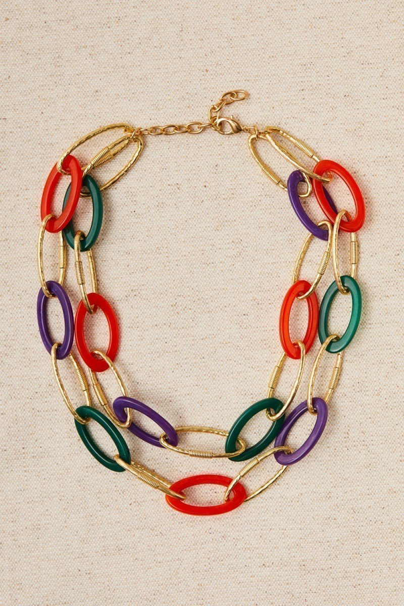 COLLAR ESLABONES ORO Y RESINA - Imagen 3
