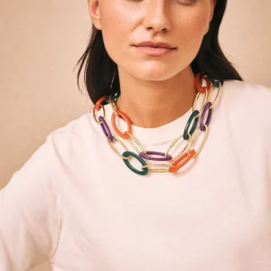 COLLAR ESLABONES ORO Y RESINA