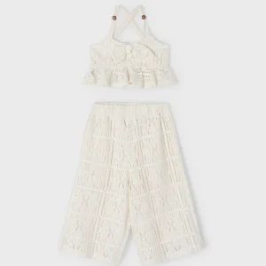 Conj. pantalon cropped crochet