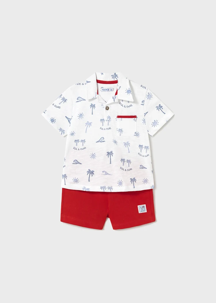 Conj. Polo estampado "sol y olas"