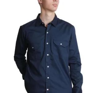 Camisa lisa manga larga con bolsillos 025019000015