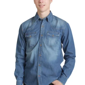 Camisa denim manga larga