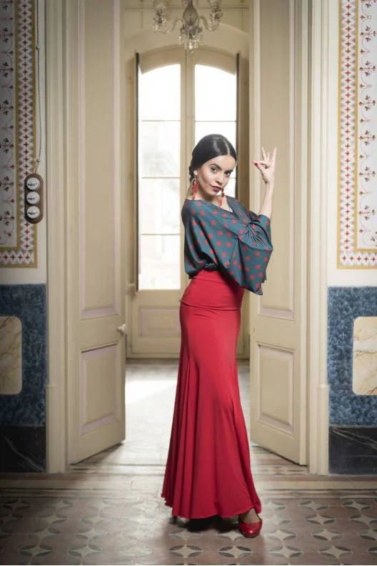 Falda de ensayo de flamenco con fajín para niñas CALA de Davedans - Imagen 4