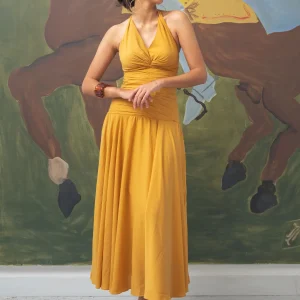 VESTIDO FRUNCIDO ISLOTE AMARILLO