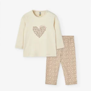 CONJ. LEGGING CORAZONES BEIGE