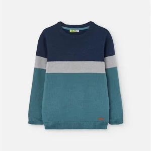 SUETER COLOR BLOCK NAVY-AQUA