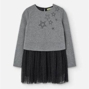 VESTIDO COMBINADO STARS GRIS / NEGRO
