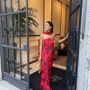 VESTIDO PALABRA DE HONOR MARENTINO ROSA/AZUL