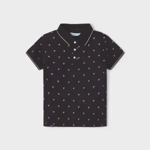 Polo m/c microestampado negro