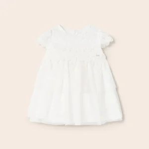 Vestido guipur tul crudo