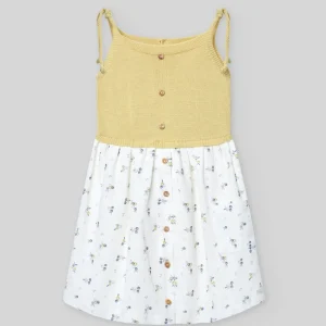 VESTIDO PTO/TELA LARGO RODILLA "POMBA"