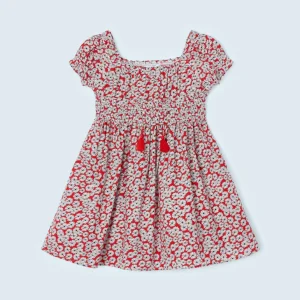 Vestido estampado floresitas rojo