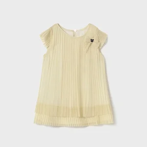 Vestido tul plisado champagne