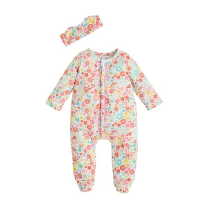 Rainbow Floral Sleeper & Headband Set